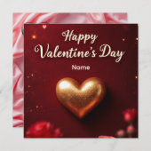 Save The Date Cute Red floral & Coeurs roses Saint Valentin (Devant / Derrière)