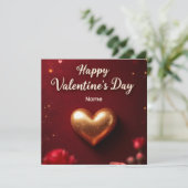 Save The Date Cute Red floral & Coeurs roses Saint Valentin (Debout devant)