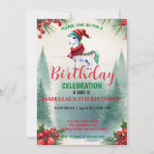 Save The Date Cute Red licorne Père Noël fête d'anniversaire Noë (Devant)