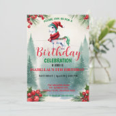 Save The Date Cute Red licorne Père Noël fête d'anniversaire Noë (Debout devant)