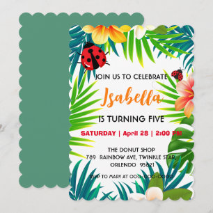 Save The Date Cute red Polka dot Ladybug summer jungle Birthday