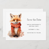 Save The Date Cute Smiling Fox Pup in a Red Scarf (Devant / Derrière)