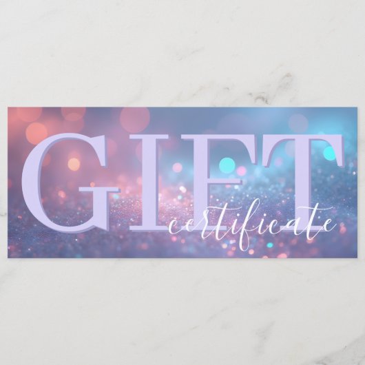 Save The Date Cute Soft Glitter Pastel Purple Gift Certificate (Devant)