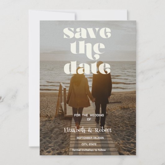 Save The Date Cute Your Photo & Calligraphy Enregistrer La Date (Devant)