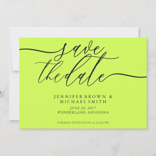Save The Date Cyber Lime Jet Black Wedding Save Date Photo (Devant)