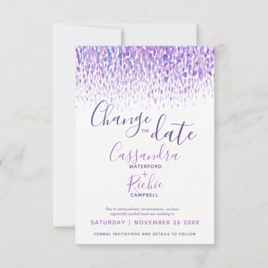Save The Date Dabs violet aquarelle modifier le mariage de date (Devant)