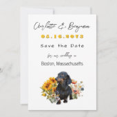 Save The Date Dachshund Chien et Fleurs sauvages Enregistrer la  (Devant)