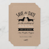 Save The Date Dachshund Chien Silhouettes Mariage Enregistrer la (Devant / Derrière)