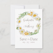 Save The Date Daffodile blanc et jaune Floral Enregistrer la dat (Devant)