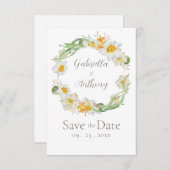 Save The Date Daffodile blanc et jaune Floral Enregistrer la dat (Devant / Derrière)