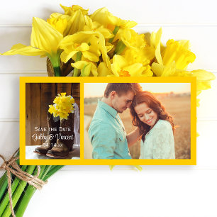 Save The Date Daffodils et Bottes de cowboy Mariage Enregistrer 