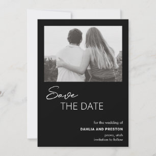 Save The Date Dahlia Black Contemporary Modern Mariage