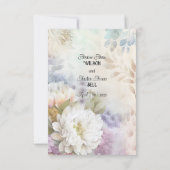 Save The Date Dahlia blancs avec accents de pastel violet et ble (Dos)
