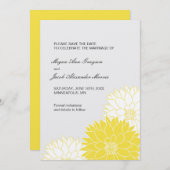 Save The Date Dahlia jaune sur Grey (Devant / Derrière)
