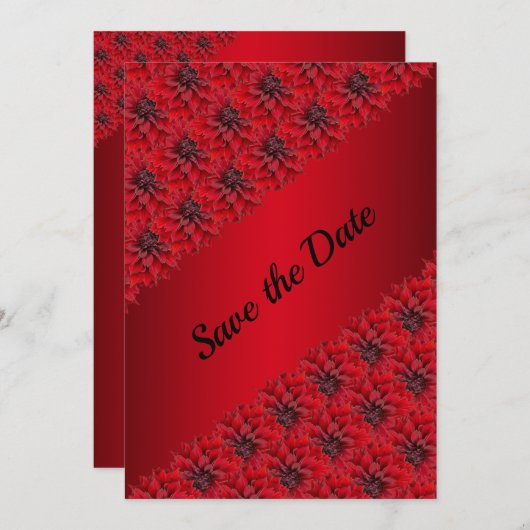 Save The Date Dahlias rouge sang dans le style gothique, enregis (Devant / Derrière)