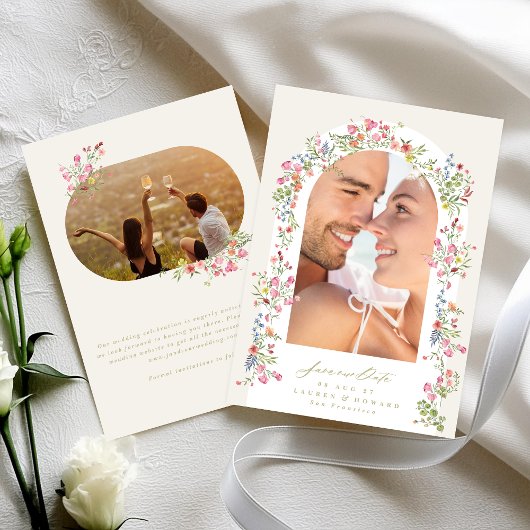 Save The Date dainty romantique arche florale printemps photo de