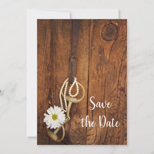 Save The Date Daisy and Horse Bit Western Wedding Enregistrer la (Devant)