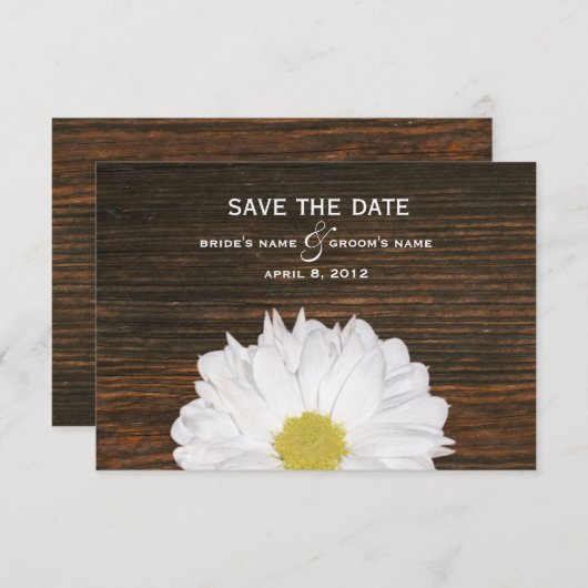 Save The Date Daisy & Barnwood Wedding Enregistrer La Date (Devant / Derrière)
