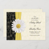 Save The Date Daisy Black Yellow, Mariage en ivoire Enregistrer  (Devant / Derrière)
