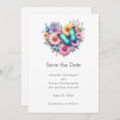 Save The Date Daisy Flowers with a Beautiful Butterfly Wedding (Devant / Derrière)