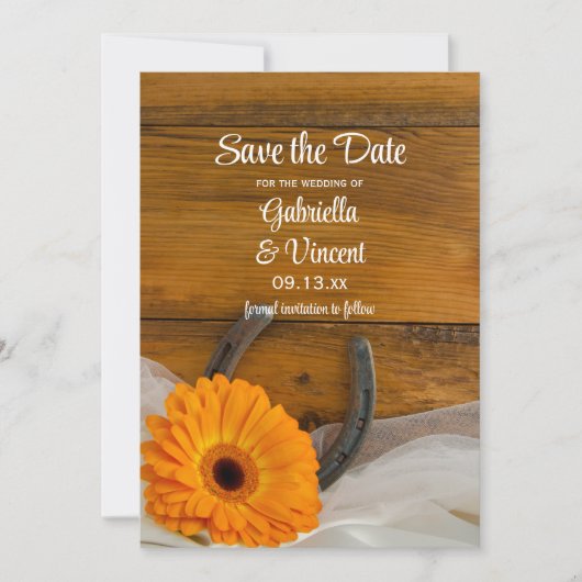Save The Date Daisy Horseshoe Western Wedding Enregistrer la dat (Devant)