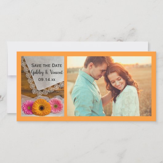 Save The Date Daisy Trio et Mariage campagnard dentelle Enregist (Devant)