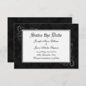 Save The Date Damas gothique Enregistrer la date en noir et blan (Devant / Derrière)