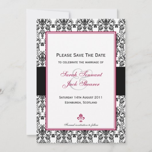 Save The Date Damas noir & blanc Enregistrer la date (Devant)