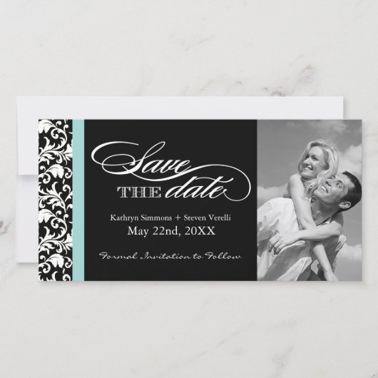 Save The Date Damas noir et blanc Enregistrer la date (Devant)