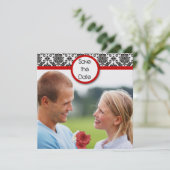 Save The Date Damas noir sur fond blanc avec garniture rouge Sav (Debout devant)
