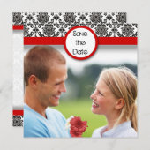 Save The Date Damas Noir Sur Trim Rouge Blanc Enregistrer La Dat (Devant / Derrière)