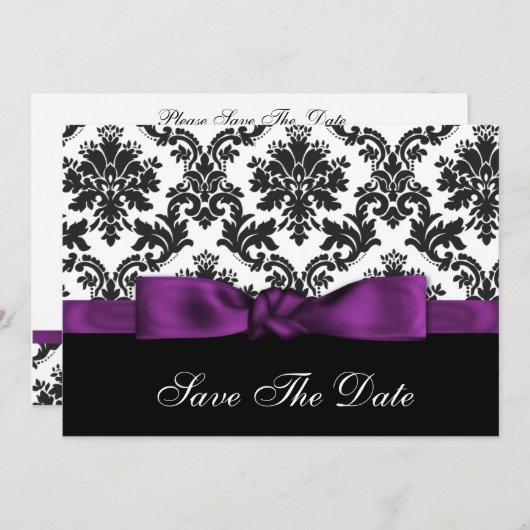 Save The Date damas violet Enregistrer la date (Devant / Derrière)