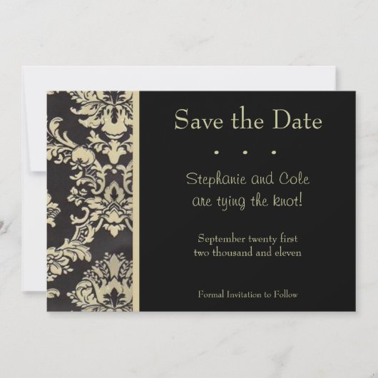 Save The Date Damask Black et Tan (Devant)