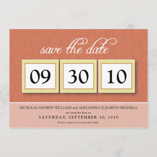 Save The Date Damask Box Trio 5x7 Enregistrer la date (tangerine