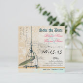 Save The Date Damask Peacock Bird Cage Wedding Enregistrer la da (Debout devant)
