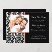 Save The Date Damask Photo Enregistrer La Date Annonce (Devant / Derrière)