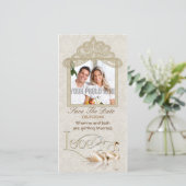 Save The Date Damask Swan Elegance - Enregistrer la date (Debout devant)