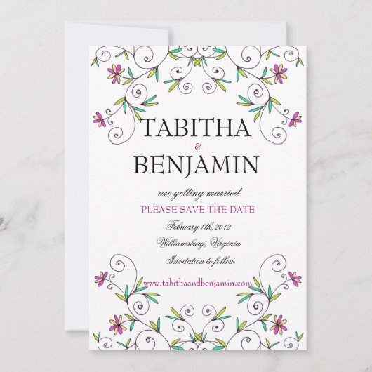 Save The Date Dans le Jardin - Sauvegarder la Date (Devant)