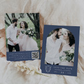 Save The Date DAPHNE Bleu foncé Blanc Botanique Mariage moderne