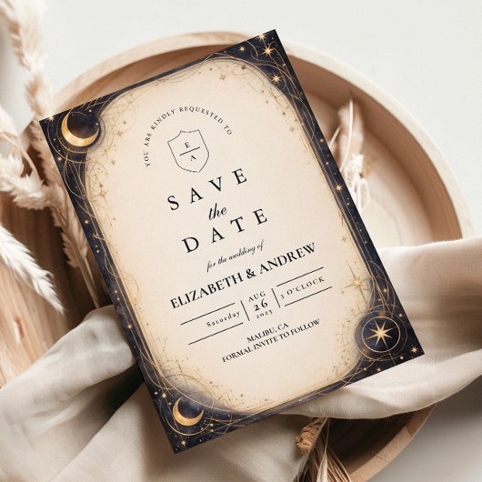 Save The Date Dark Celestial Wedding