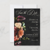 Save The Date Dark Elegant Autumn Floral Wedding (Devant)