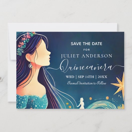 Save The Date Dark Fun Star Prom Starry Night Sky Quinceanera (Devant)