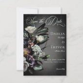 Save The Date Dark Gothic Mystérieux Muted Floral Blur Mariage (Devant)
