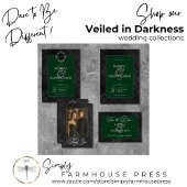 Save The Date Dark Gothique Noir Floral Satin Damask Vert Photo