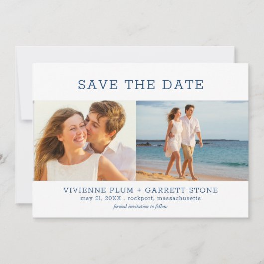Save The Date Dark Green Text Trois Mariage photo (Devant)