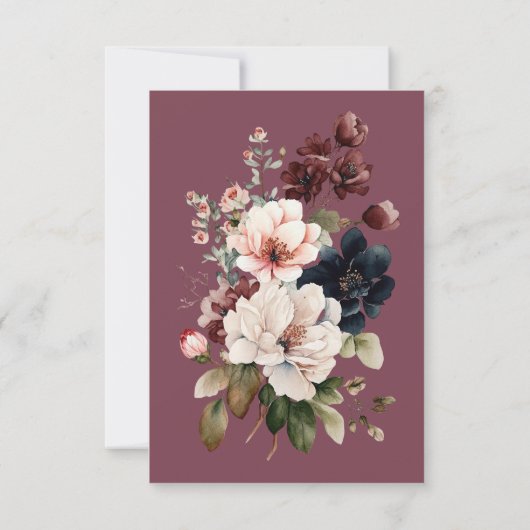 Save The Date Dark Moody Bourgogne Oval Mariage de cadre floral (Dos)