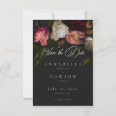 Save The Date Dark Moody Burgundy Cream Peonies Black (Devant)