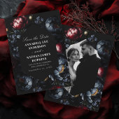 Save The Date Dark Moody Romantic Peony Mariage gothique Photo
