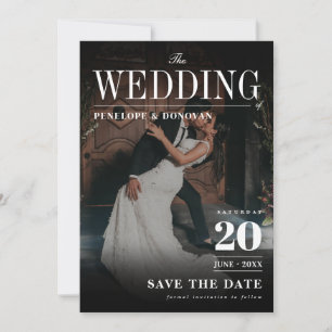 Save The Date Dark Photo Magazine Type Élégant Mariage Budget