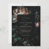 Save The Date Dark Romantic Black Peony Floral Mariage Photo (Devant)